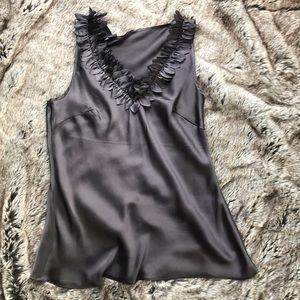 Grey Faux Silk Bouse